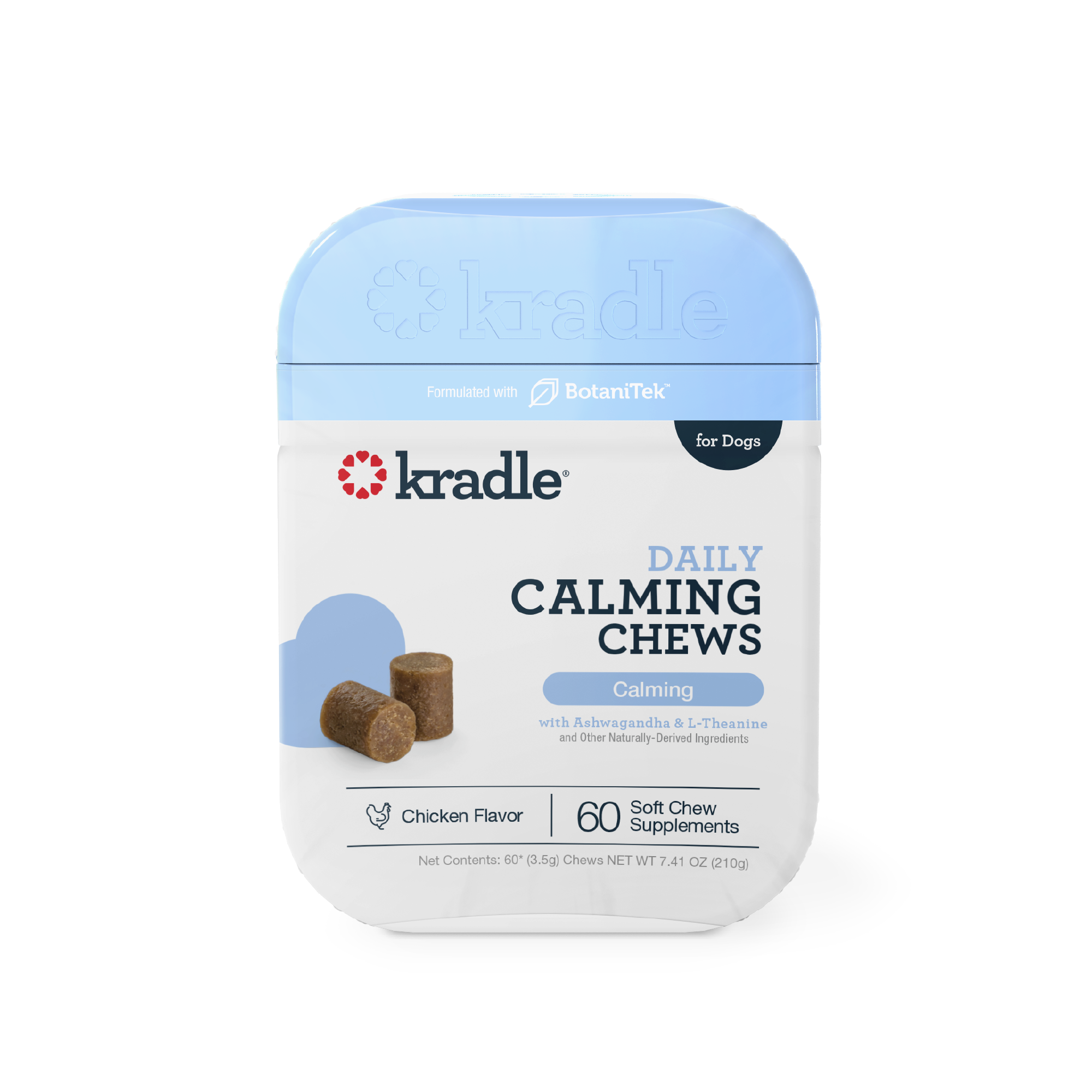 Front of 60 count Calming chews jar