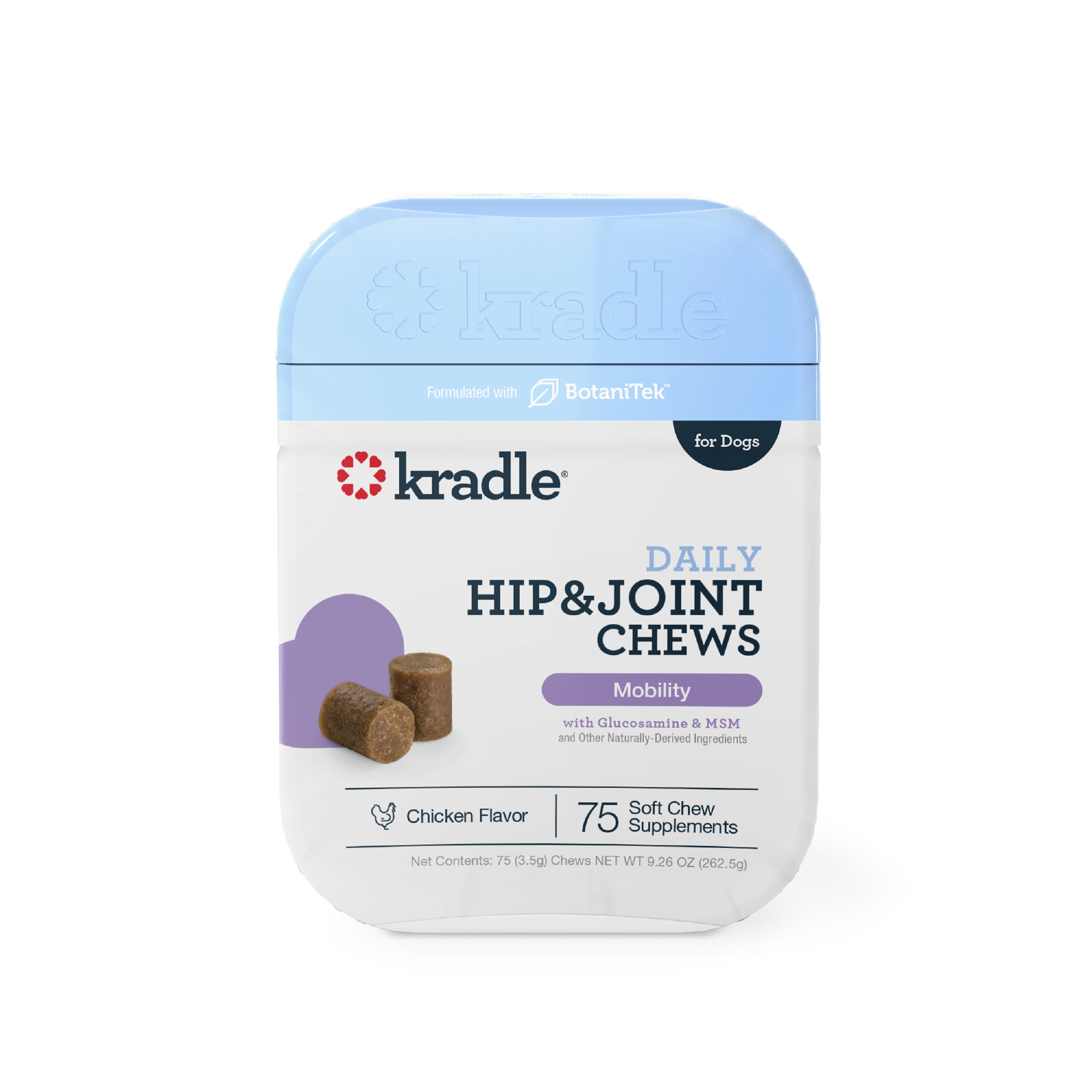 Front label of hip and joint chews jar