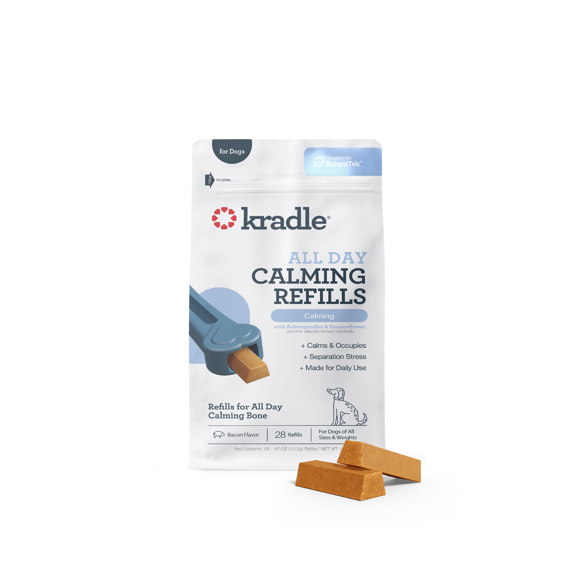 Front of All Day Calming Bone refills pouch